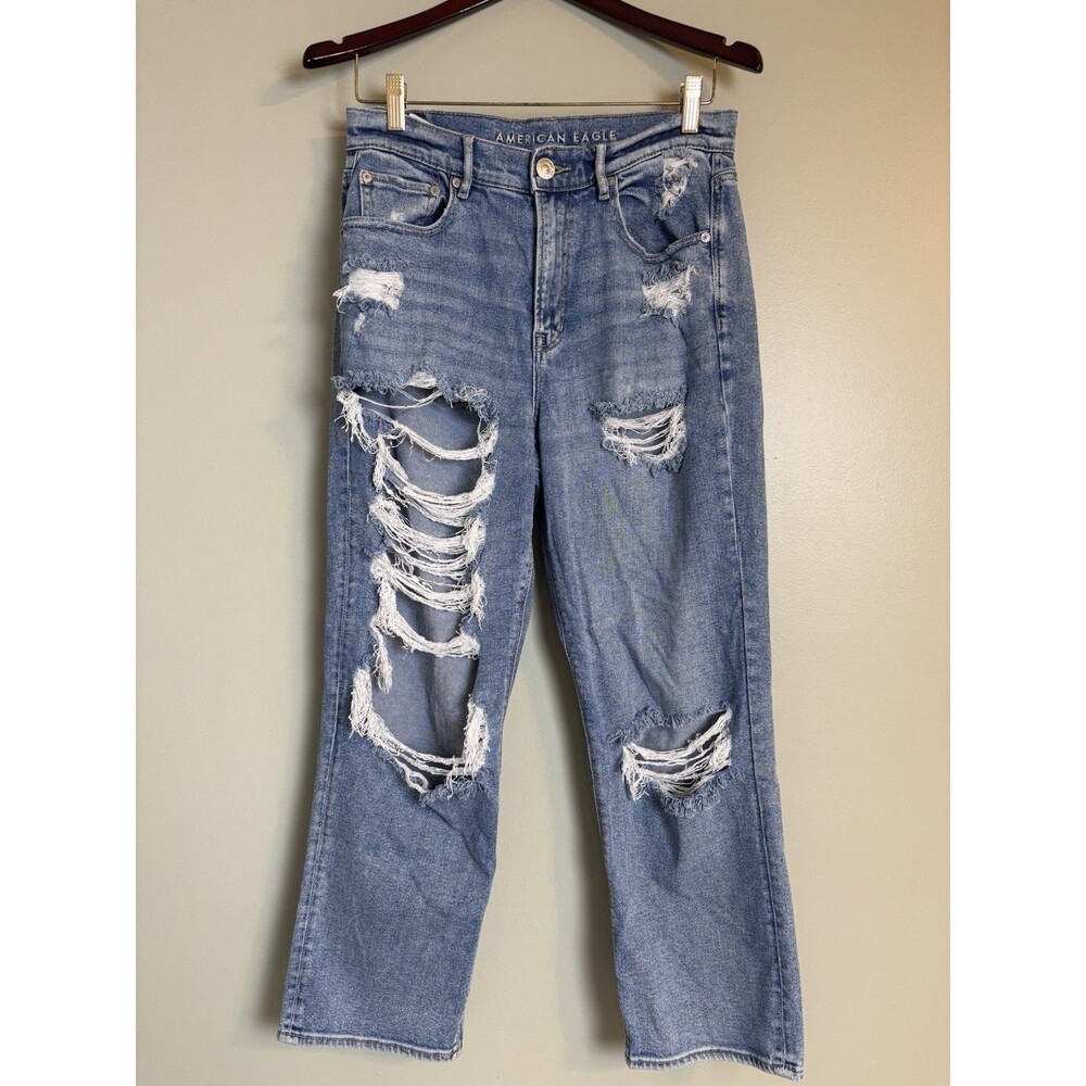 American Eagle Highest Rise 90s Boyfriend Jeans Women’s Sz 8 Denim Distressed